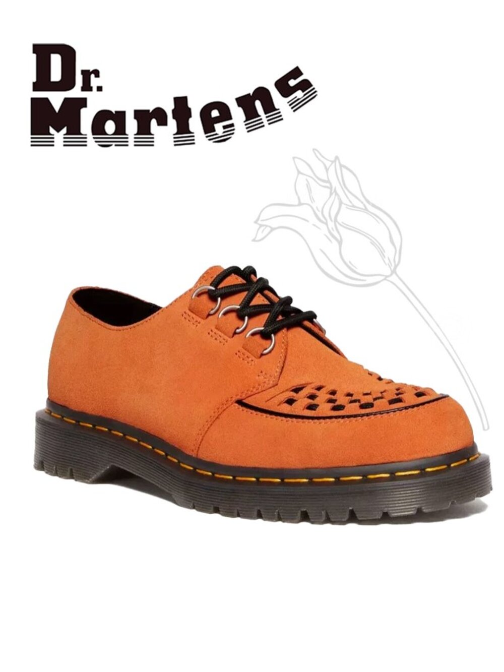 Dr. Martens Ramsey Woven Suede Creepers Orange Zest